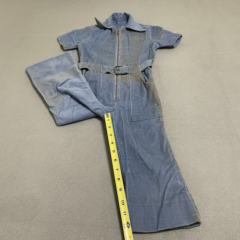 Vintage Blue Corduroy‎ Jumpsuit made in USA 70s Bell bottoms FARAH 4T? Toddler - Picture 4 of 16